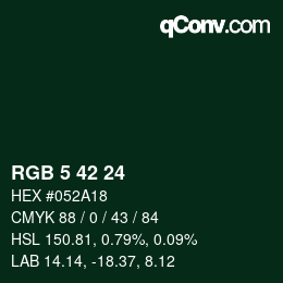 カラーコード: RGB 5 42 24 | qconv.com