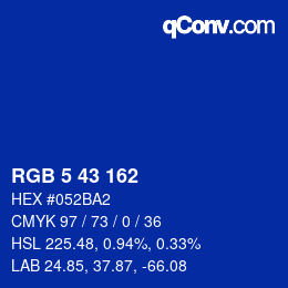カラーコード: RGB 5 43 162 | qconv.com
