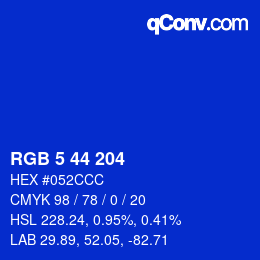 Color code: RGB 5 44 204 | qconv.com