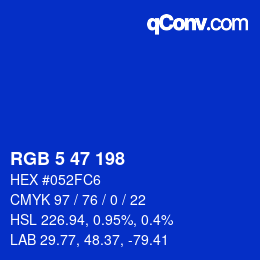 Color code: RGB 5 47 198 | qconv.com