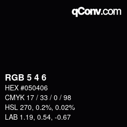 Color code: RGB 5 4 6 | qconv.com