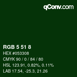 カラーコード: RGB 5 51 8 | qconv.com