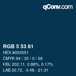 颜色代码: RGB 5 53 81 | qconv.com