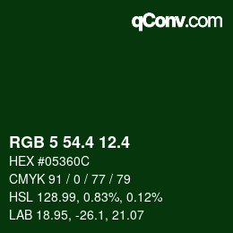 カラーコード: RGB 5 54.4 12.4 | qconv.com