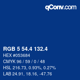 カラーコード: RGB 5 54.4 132.4 | qconv.com