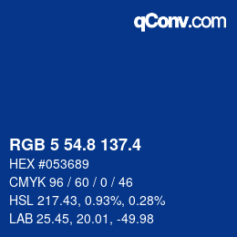 カラーコード: RGB 5 54.8 137.4 | qconv.com
