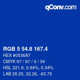カラーコード: RGB 5 54.8 167.4 | qconv.com
