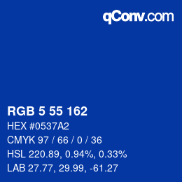 Color code: RGB 5 55 162 | qconv.com