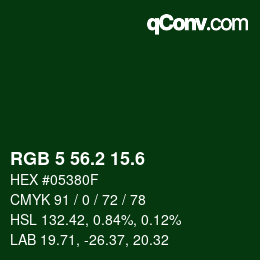 カラーコード: RGB 5 56.2 15.6 | qconv.com