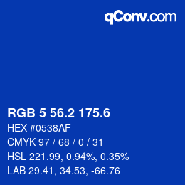 カラーコード: RGB 5 56.2 175.6 | qconv.com