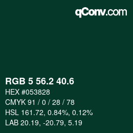 カラーコード: RGB 5 56.2 40.6 | qconv.com