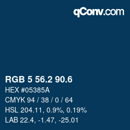カラーコード: RGB 5 56.2 90.6 | qconv.com