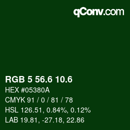 カラーコード: RGB 5 56.6 10.6 | qconv.com