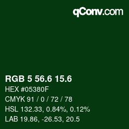 カラーコード: RGB 5 56.6 15.6 | qconv.com