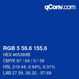 カラーコード: RGB 5 56.6 155.6 | qconv.com