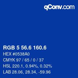 カラーコード: RGB 5 56.6 160.6 | qconv.com