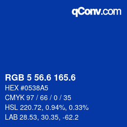 カラーコード: RGB 5 56.6 165.6 | qconv.com