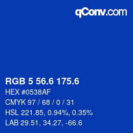 カラーコード: RGB 5 56.6 175.6 | qconv.com