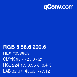 カラーコード: RGB 5 56.6 200.6 | qconv.com