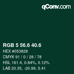 カラーコード: RGB 5 56.6 40.6 | qconv.com