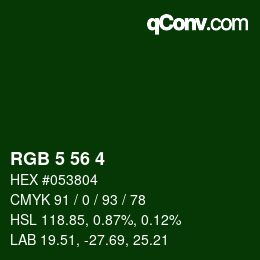 カラーコード: RGB 5 56 4 | qconv.com
