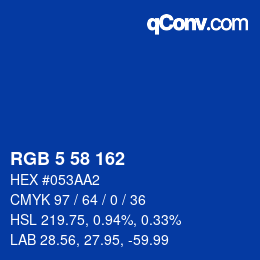 Color code: RGB 5 58 162 | qconv.com