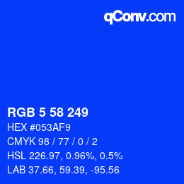 Color code: RGB 5 58 249 | qconv.com