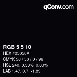 Color code: RGB 5 5 10 | qconv.com