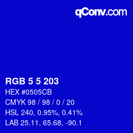 Color code: RGB 5 5 203 | qconv.com