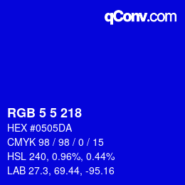 カラーコード: RGB 5 5 218 | qconv.com