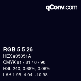 Color code: RGB 5 5 26 | qconv.com