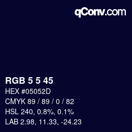 Color code: RGB 5 5 45 | qconv.com