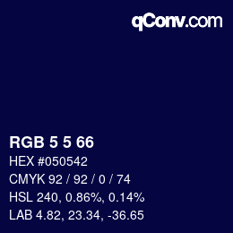 Color code: RGB 5 5 66 | qconv.com