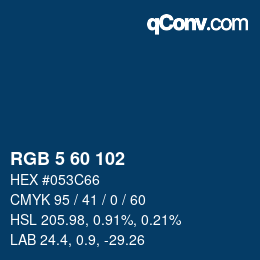 カラーコード: RGB 5 60 102 | qconv.com