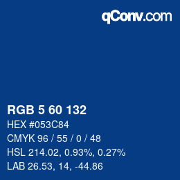 カラーコード: RGB 5 60 132 | qconv.com