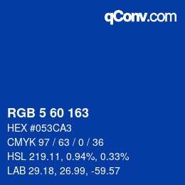 カラーコード: RGB 5 60 163 | qconv.com