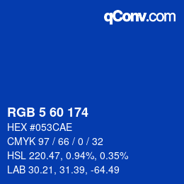 Color code: RGB 5 60 174 | qconv.com