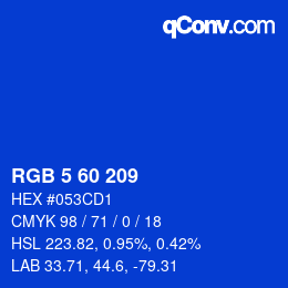 カラーコード: RGB 5 60 209 | qconv.com