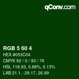 Color code: RGB 5 60 4 | qconv.com