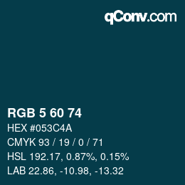 カラーコード: RGB 5 60 74 | qconv.com