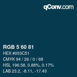 Color code: RGB 5 60 81 | qconv.com