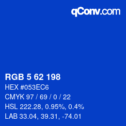 Color code: RGB 5 62 198 | qconv.com