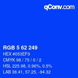 Color code: RGB 5 62 249 | qconv.com