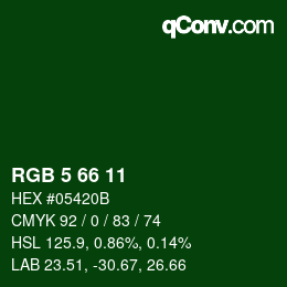 Color code: RGB 5 66 11 | qconv.com