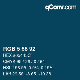 颜色代码: RGB 5 68 92 | qconv.com