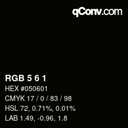 Color code: RGB 5 6 1 | qconv.com