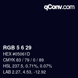 Color code: RGB 5 6 29 | qconv.com