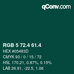 カラーコード: RGB 5 72.4 61.4 | qconv.com