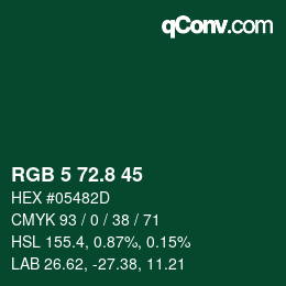 Color code: RGB 5 72.8 45 | qconv.com