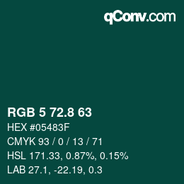 Color code: RGB 5 72.8 63 | qconv.com